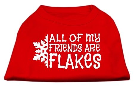 All my friends are Flakes Screen Print Shirt Red XS